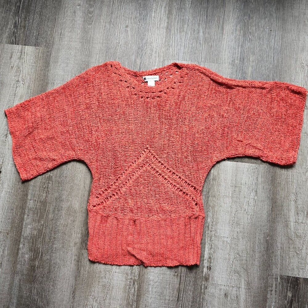 Valerie Bertinelli Sweater Womens Small Coral Stretch Kimono Sleeve Crochet Boho - Picture 9 of 16